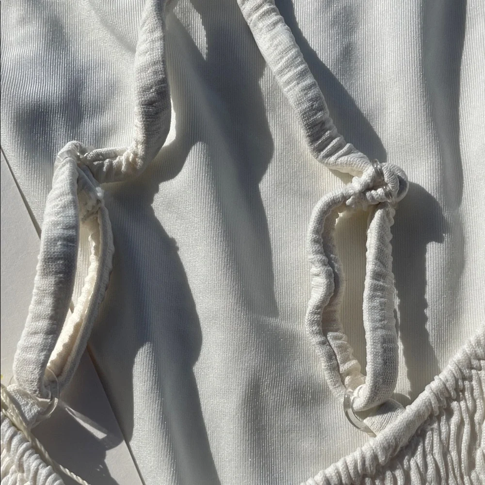 Zara Kids Cream Textured Girlcore Swimsuit Navy Sea Fruit Motif Embroidered SZ 5 - Picture 7 of 9